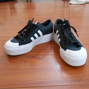 adidas Black and White Platform Sneakers